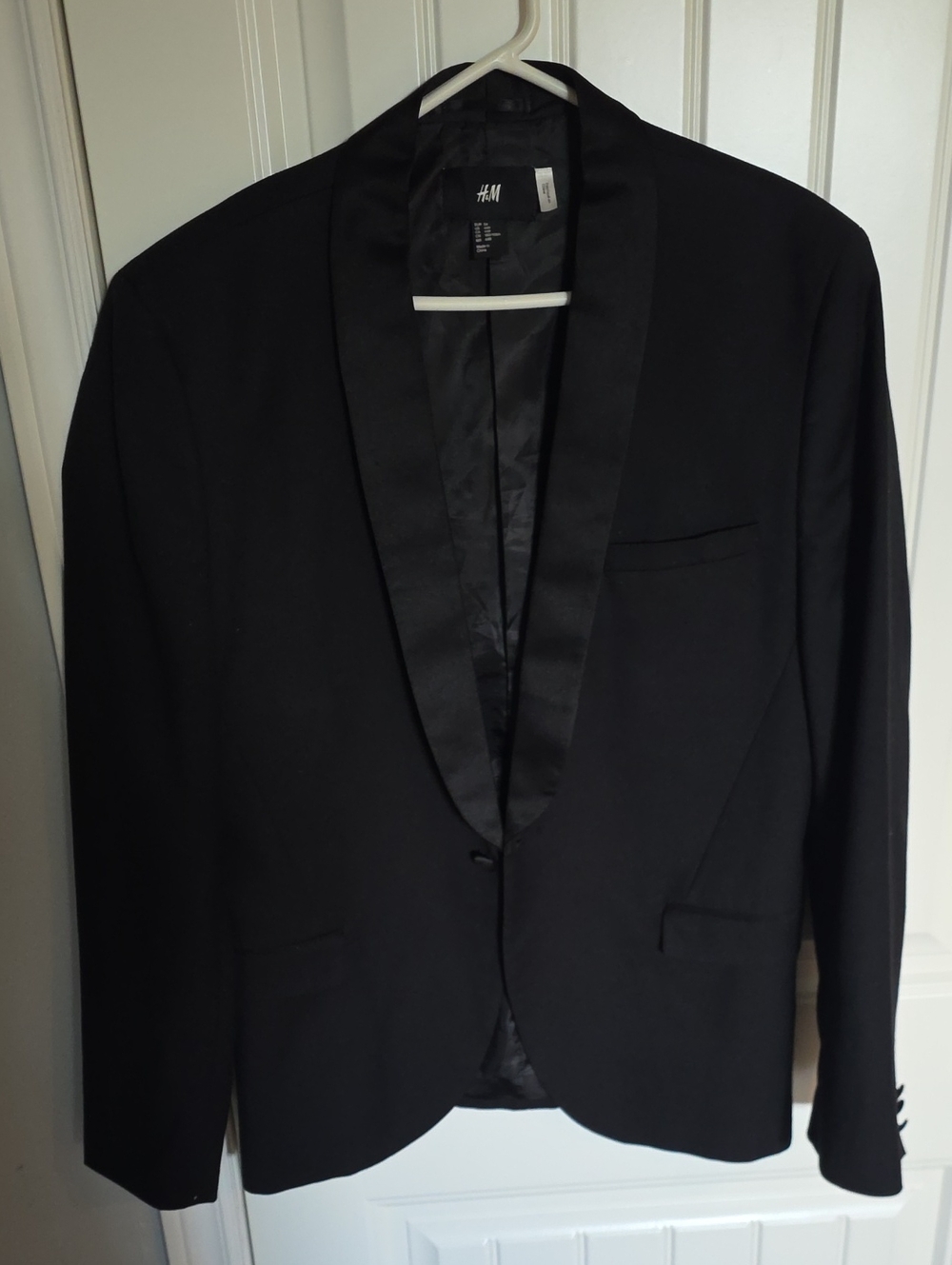 H&M Black Satin Shawl-Collar Tuxedo Blazer